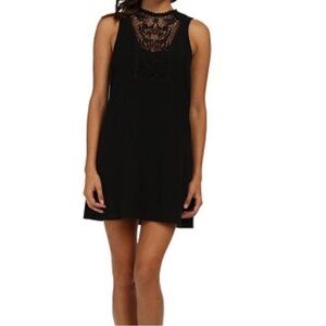 Free People Black Lace Detail Mini Dress